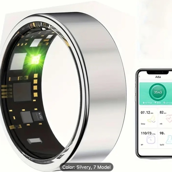 NEW Smart Health Tracker Ring - Silver, Size 7 - Picture 2 of 16